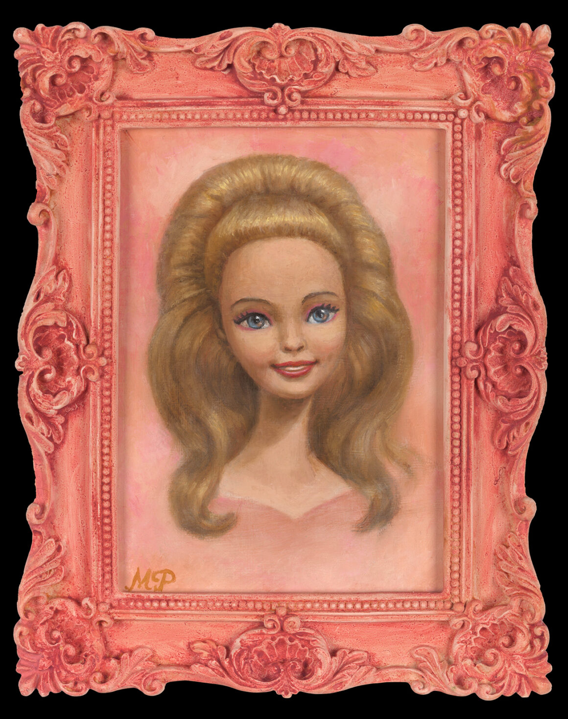 'Portrait of Barbie' (oil on panel, 9 in x 5 in) by Marion Peck
